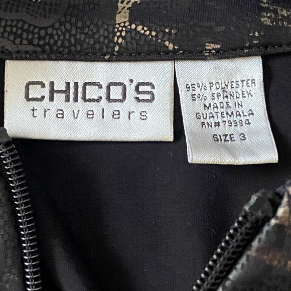 Chico's Travelers Snake Print Lightweight Jacket Black and Gold Size 3 (L/16-18) - Picture 2 of 10